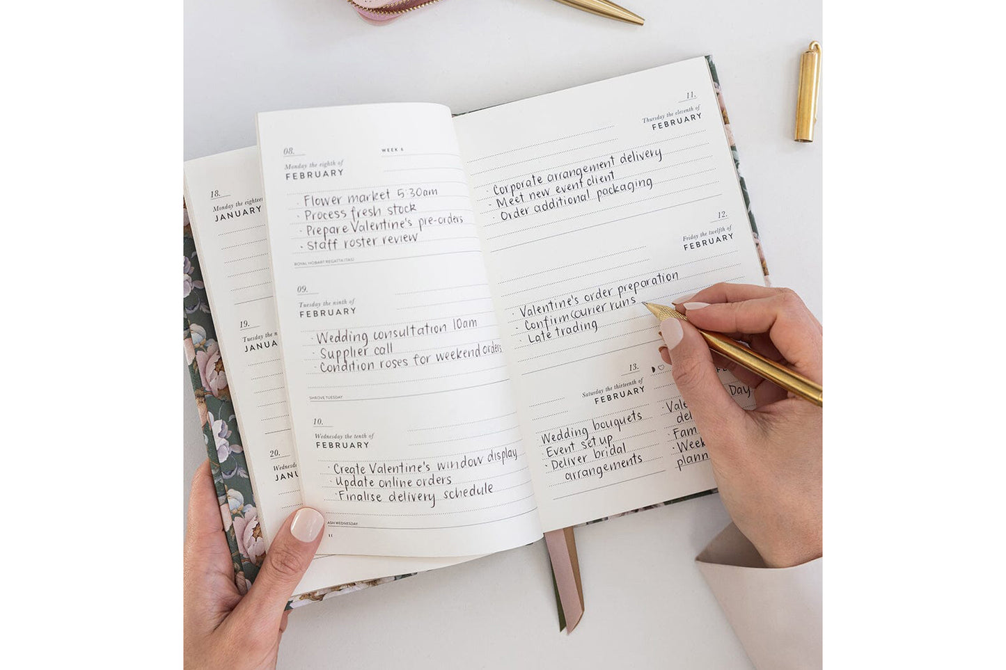 Bespoke Letterpress 2027 Petite Planner - Ashbourne Garden Flywheel Stationery Tasmania
