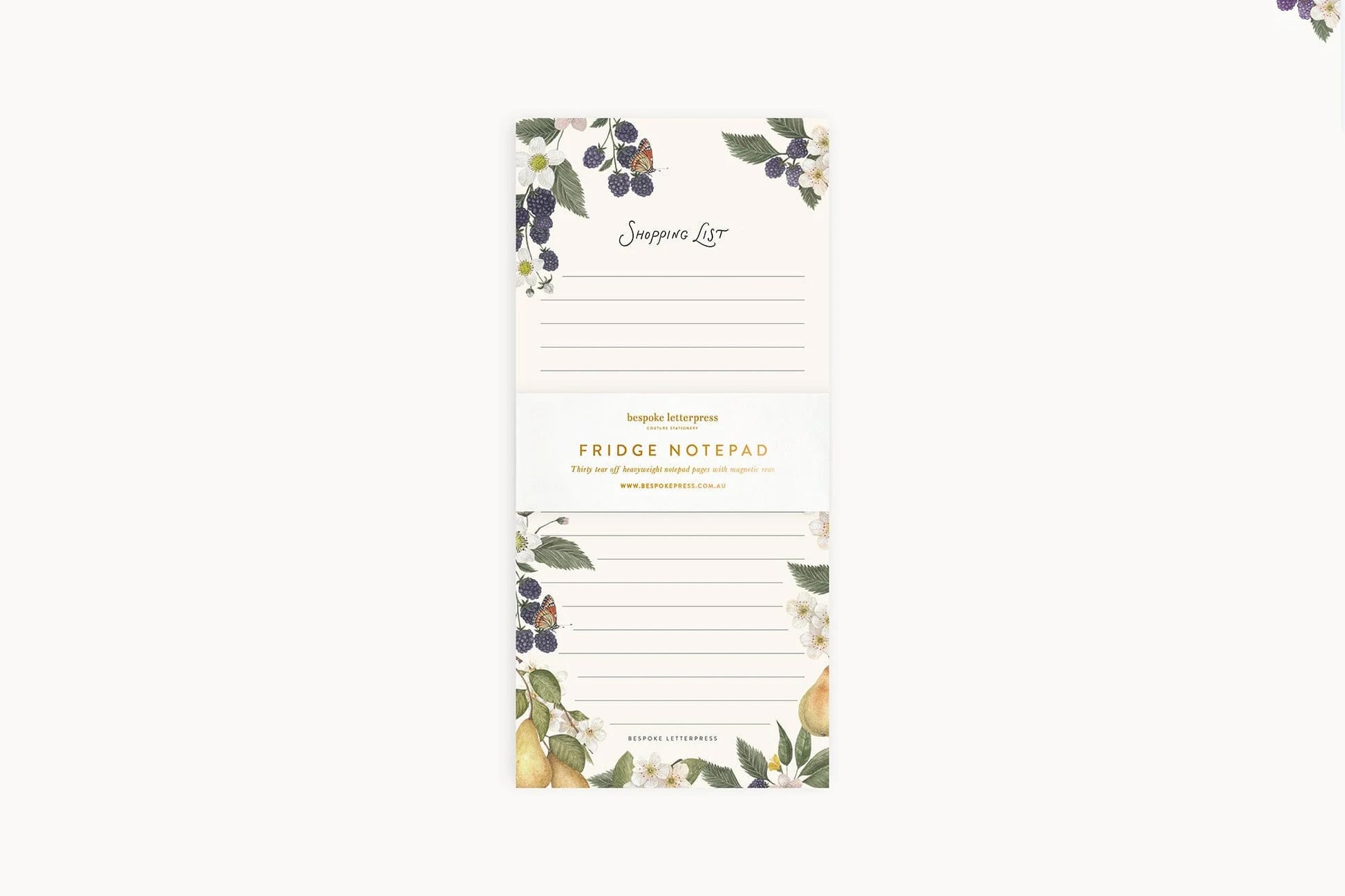 Bespoke Letterpress DL Notepad - Pears Shopping List Flywheel Stationery Tasmania
