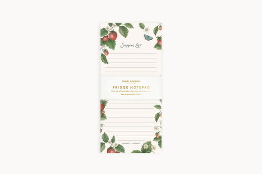 Bespoke Letterpress DL Notepad - Strawberries Shopping List Flywheel Stationery Tasmania