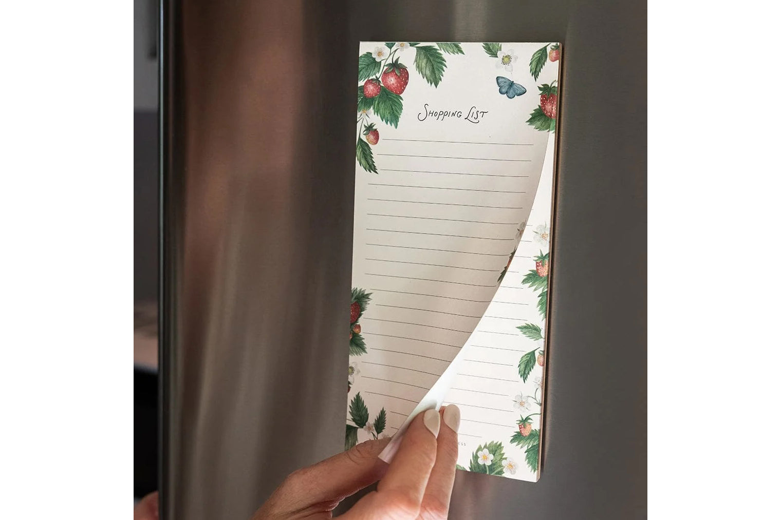 Bespoke Letterpress DL Notepad - Strawberries Shopping List Flywheel Stationery Tasmania