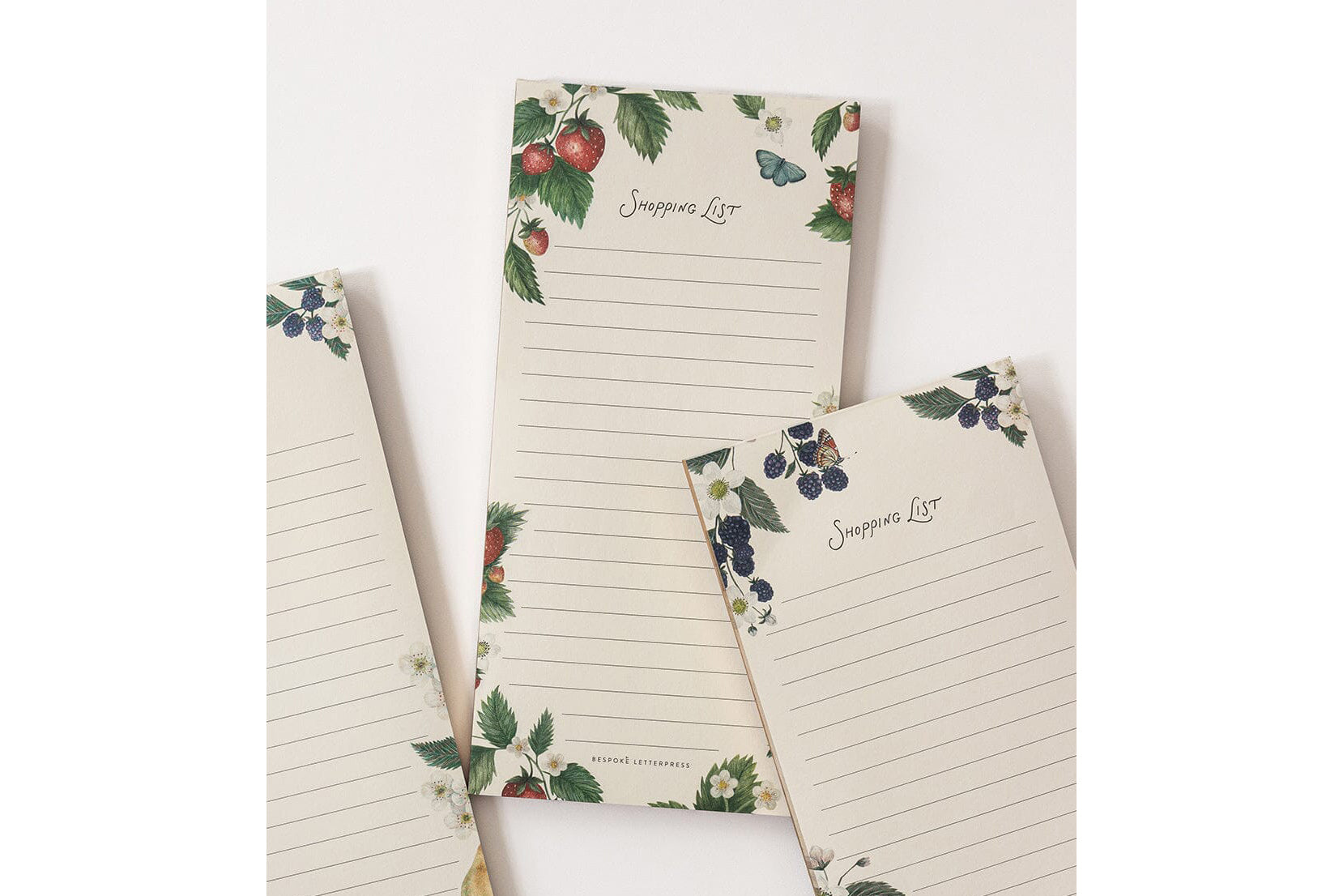 Bespoke Letterpress DL Notepad - Strawberries Shopping List Flywheel Stationery Tasmania