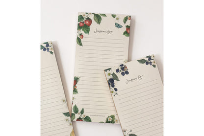 Bespoke Letterpress DL Notepad - Strawberries Shopping List Flywheel Stationery Tasmania