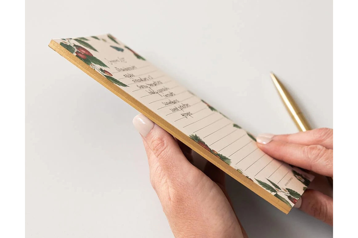 Bespoke Letterpress DL Notepad - Strawberries Shopping List Flywheel Stationery Tasmania