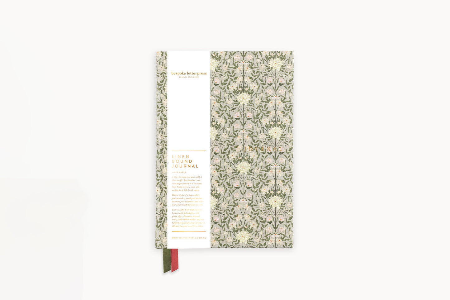 Bespoke Letterpress Lined Linen Journal - Bloomere Flywheel Stationery Tasmania