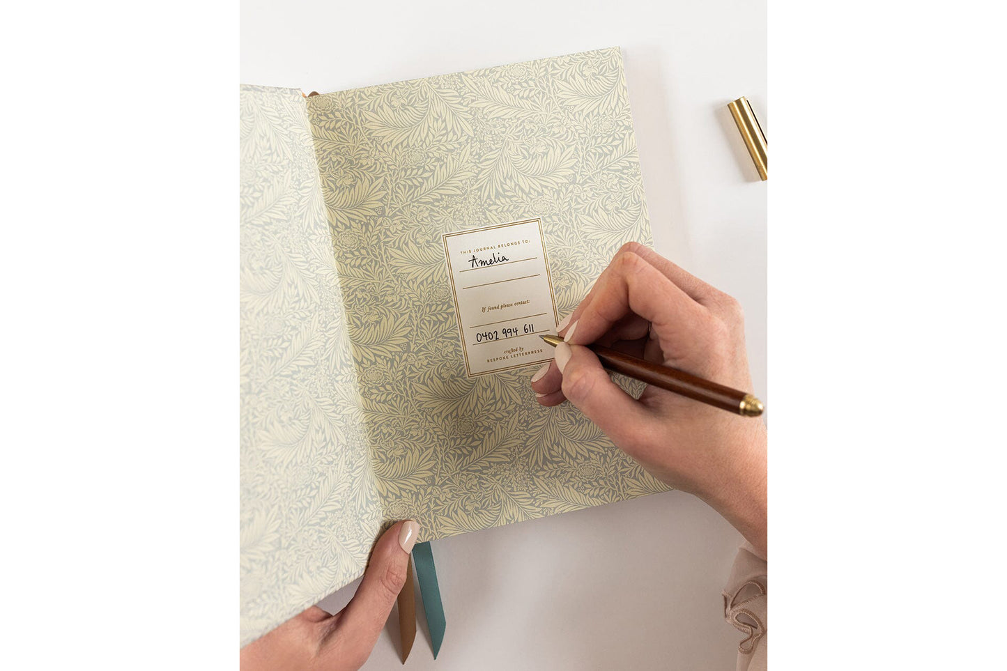 Bespoke Letterpress Lined Linen Journal - Dune Thicket Flywheel Stationery Tasmania