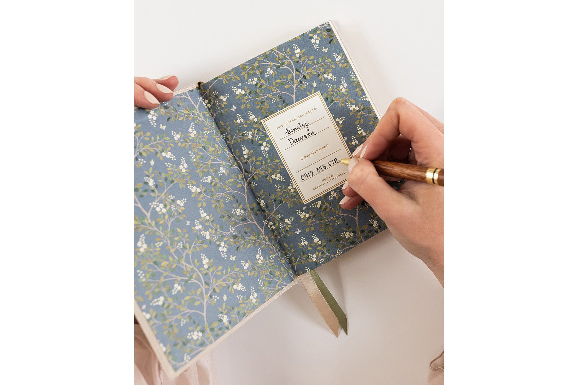Bespoke Letterpress Lined Linen Pocket Journal - Desert Sand Flywheel Stationery Tasmania
