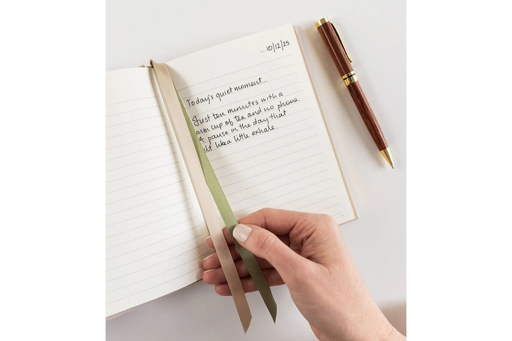 Bespoke Letterpress Lined Linen Pocket Journal - Desert Sand Flywheel Stationery Tasmania