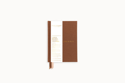 Bespoke Letterpress Lined Linen Pocket Journal - Mocha Flywheel Stationery Tasmania