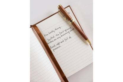Bespoke Letterpress Lined Linen Pocket Journal - Mocha Flywheel Stationery Tasmania