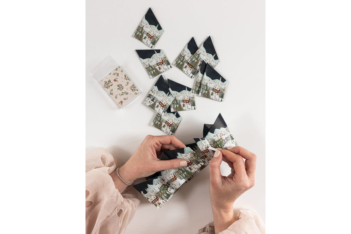 Bespoke Letterpress 10 Pack Christmas Paper Crowns - Christmas Village Flywheel Stationery Tasmania