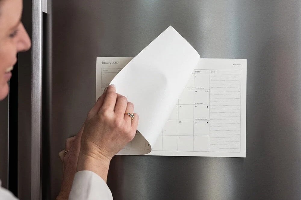 Bespoke Letterpress 2027 Monthly Fridge Magnetic Calendar Flywheel Stationery Tasmania