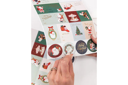 Bespoke Letterpress Stickers & Labels - Christmas Santas Flywheel Stationery Tasmania