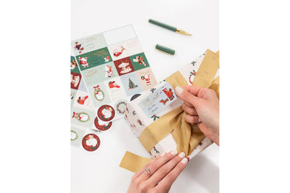 Bespoke Letterpress Stickers & Labels - Christmas Santas Flywheel Stationery Tasmania
