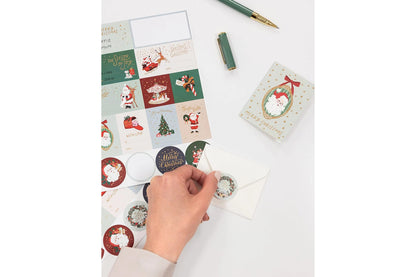 Bespoke Letterpress Stickers & Labels - Christmas Santas Flywheel Stationery Tasmania