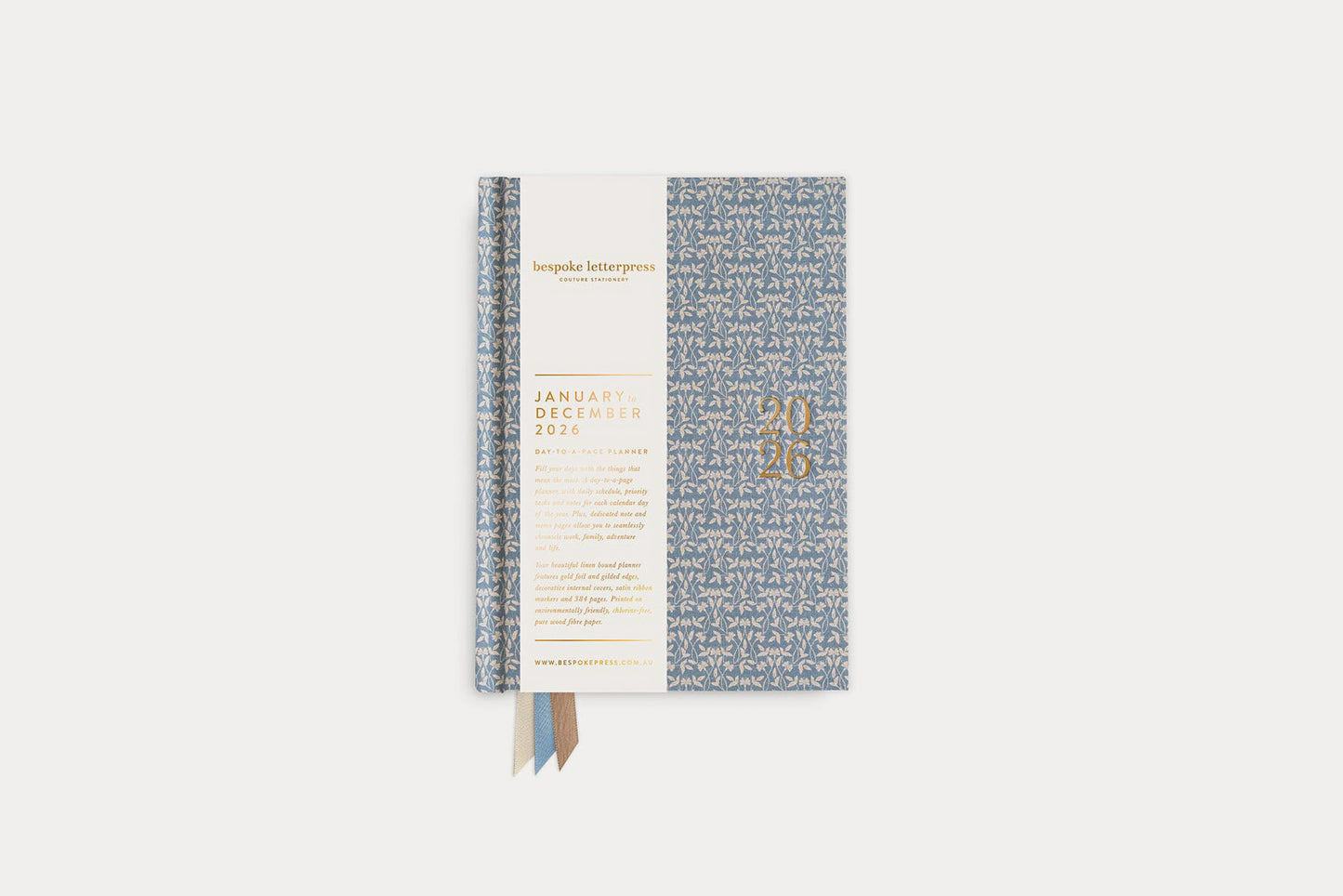 Bespoke Letterpress 2026 Daily Linen Bound Planner - Frost Bramble | Flywheel | Stationery | Tasmania