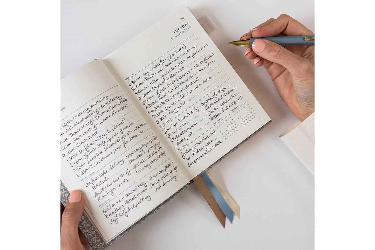 Bespoke Letterpress 2026 Daily Linen Bound Planner - Frost Bramble | Flywheel | Stationery | Tasmania