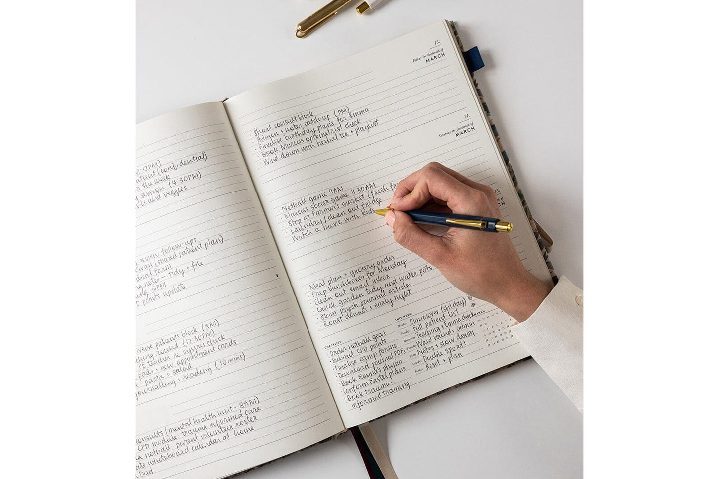 Bespoke Letterpress 2026 Desktop A4 Linen Bound Planner - Botanical Grove | Flywheel | Stationery | Tasmania