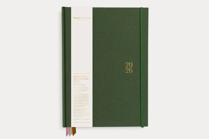 Bespoke Letterpress 2026 Desktop A4 Linen Bound Planner - Finch | Flywheel | Stationery | Tasmania