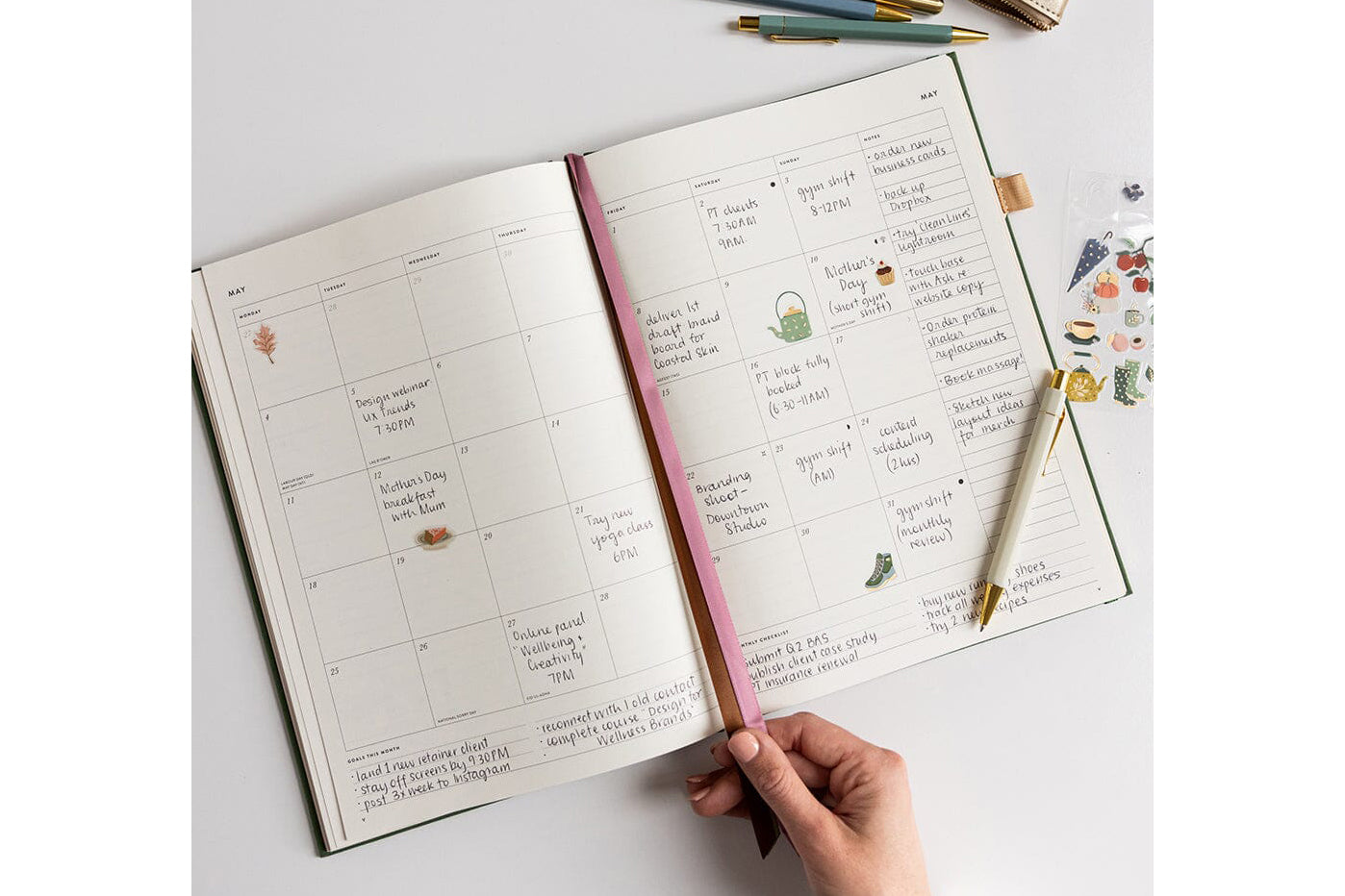 Bespoke Letterpress 2026 Desktop A4 Linen Bound Planner - Finch | Flywheel | Stationery | Tasmania