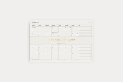 Bespoke Letterpress 2026 Monthly Fridge Magnetic Calendar | Flywheel | Stationery | Tasmania