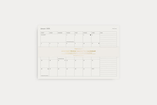 Bespoke Letterpress 2026 Monthly Fridge Magnetic Calendar | Flywheel | Stationery | Tasmania