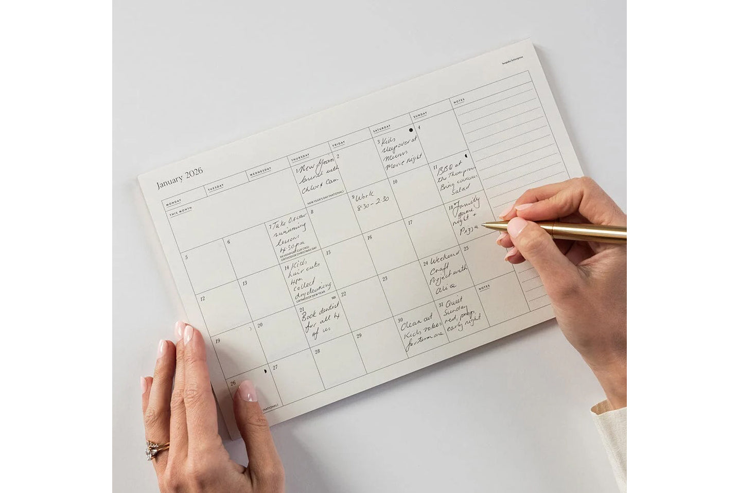 Bespoke Letterpress 2026 Monthly Fridge Magnetic Calendar | Flywheel | Stationery | Tasmania