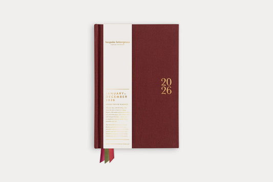 Bespoke Letterpress 2026 Petite Linen Bound Planner - Mulberry | Flywheel | Stationery | Tasmania