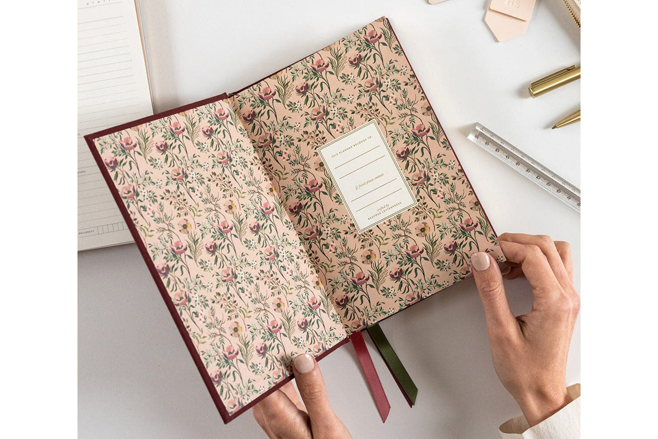 Bespoke Letterpress 2026 Petite Linen Bound Planner - Mulberry | Flywheel | Stationery | Tasmania