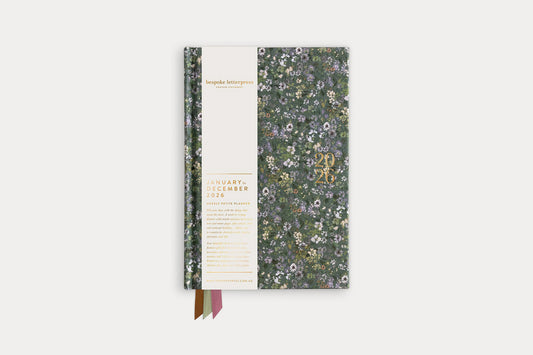 Bespoke Letterpress 2026 Petite Linen Bound Planner - Summer Perennials | Flywheel | Stationery | Tasmania