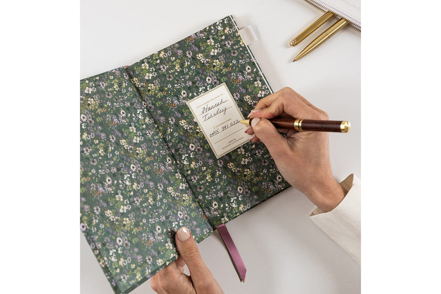 Bespoke Letterpress 2026 Petite Linen Bound Planner - Summer Perennials | Flywheel | Stationery | Tasmania