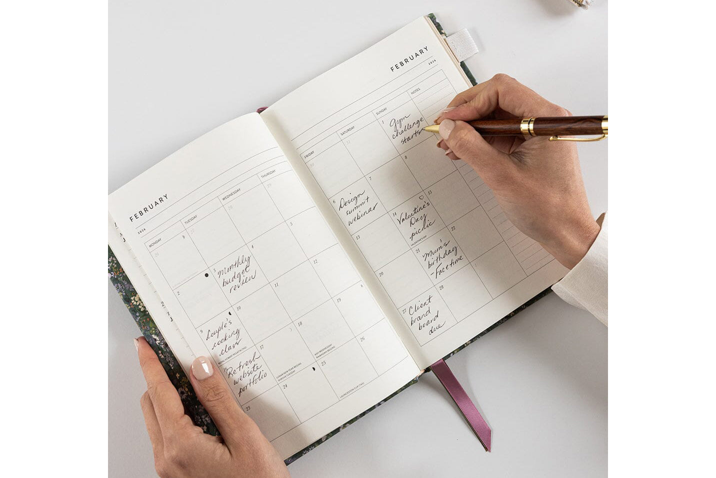 Bespoke Letterpress 2026 Petite Linen Bound Planner - Summer Perennials | Flywheel | Stationery | Tasmania