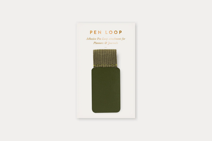 Bespoke Letterpress Adhesive Pen Loop - Olive Green | Flywheel | Stationery | Tasmania