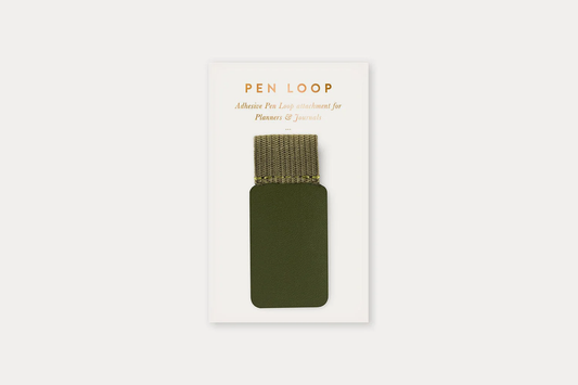 Bespoke Letterpress Adhesive Pen Loop - Olive Green | Flywheel | Stationery | Tasmania