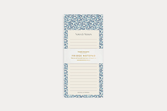 Bespoke Letterpress DL Notepad - Bluebloom Ivy Notes & Memos List | Flywheel | Stationery | Tasmania