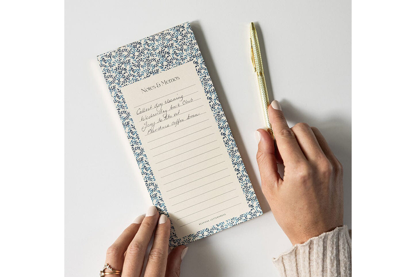 Bespoke Letterpress DL Notepad - Bluebloom Ivy Notes & Memos List | Flywheel | Stationery | Tasmania