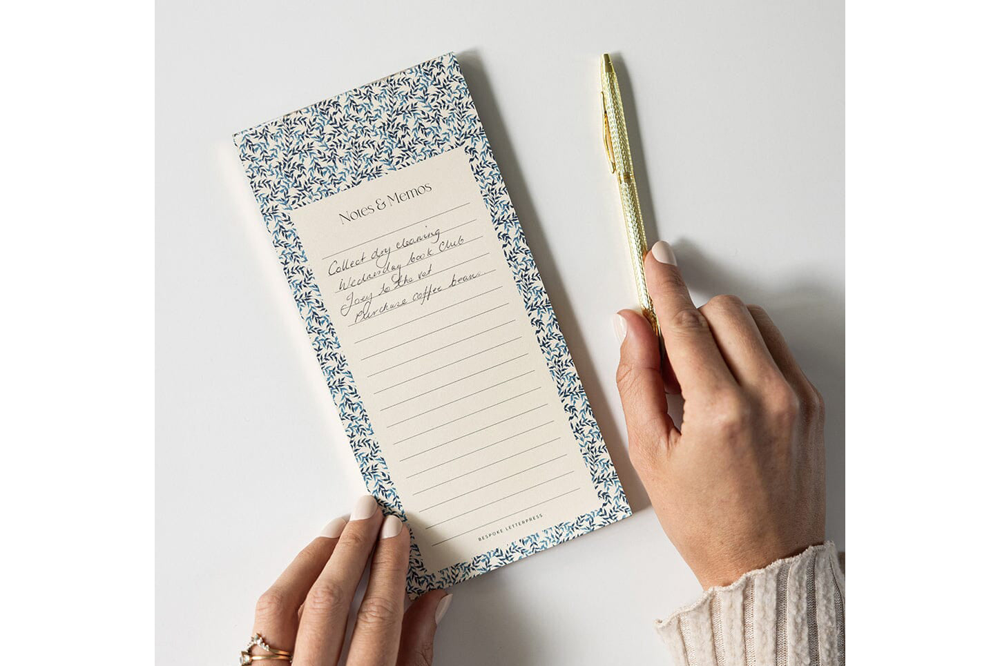 Bespoke Letterpress DL Notepad - Bluebloom Ivy Notes & Memos List | Flywheel | Stationery | Tasmania