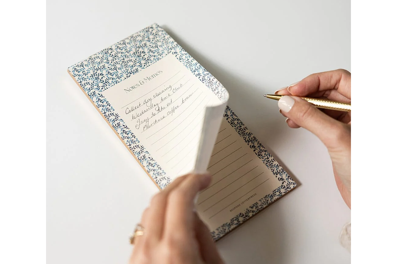 Bespoke Letterpress DL Notepad - Bluebloom Ivy Notes & Memos List | Flywheel | Stationery | Tasmania