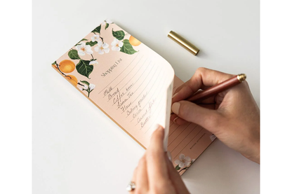 Bespoke Letterpress DL Notepad - Peaches Shopping List | Flywheel | Stationery | Tasmania