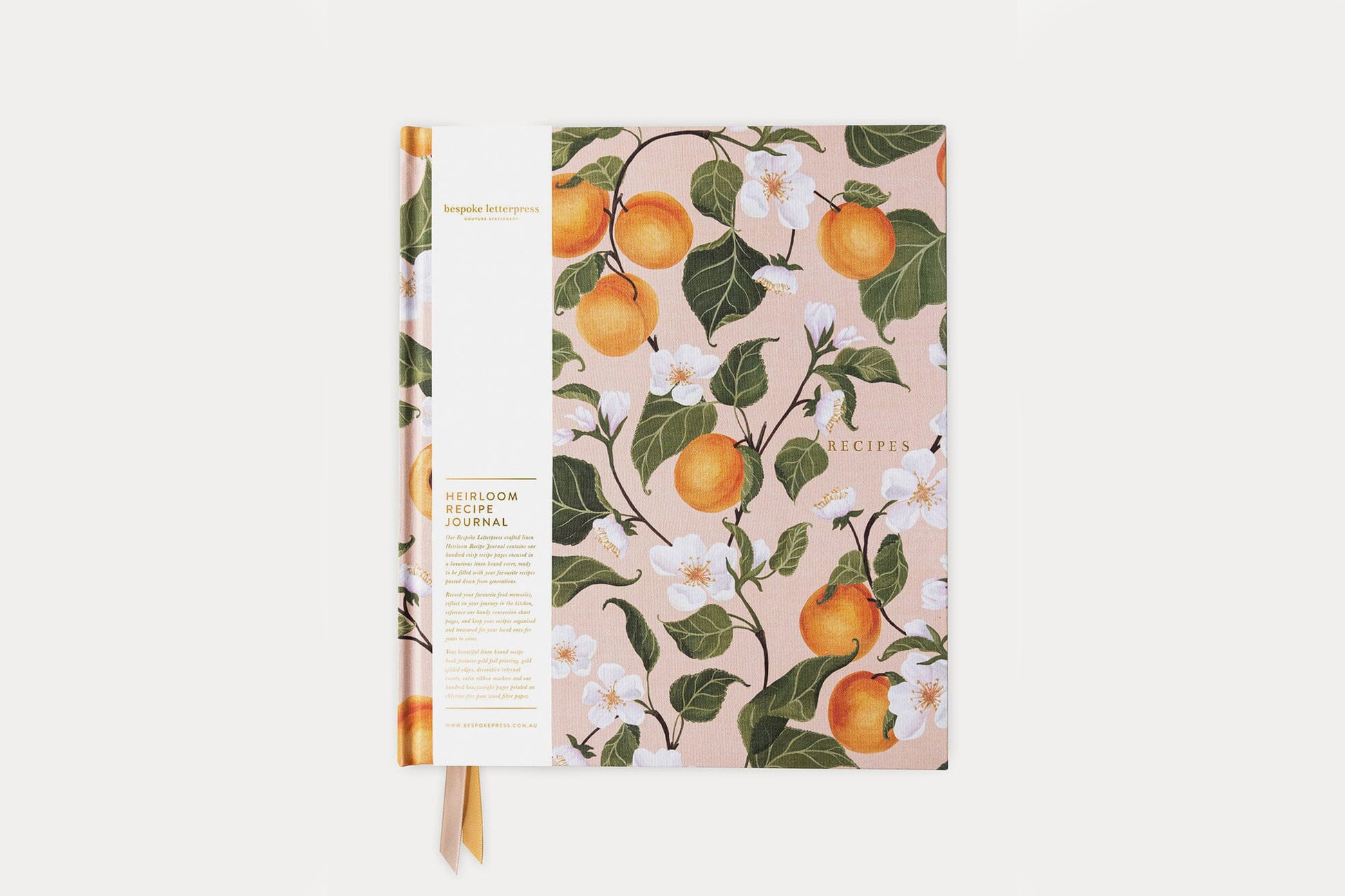 Bespoke Letterpress Heirloom Recipe Book Journal - Peaches | Flywheel | Stationery | Tasmania