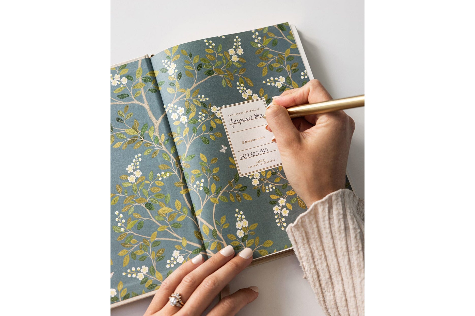 Bespoke Letterpress Lined Linen Journal - Desert Sand | Flywheel | Stationery | Tasmania