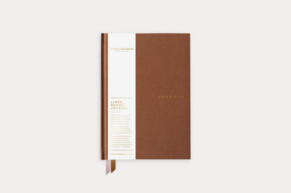 Bespoke Letterpress Lined Linen Journal - Mocha | Flywheel | Stationery | Tasmania