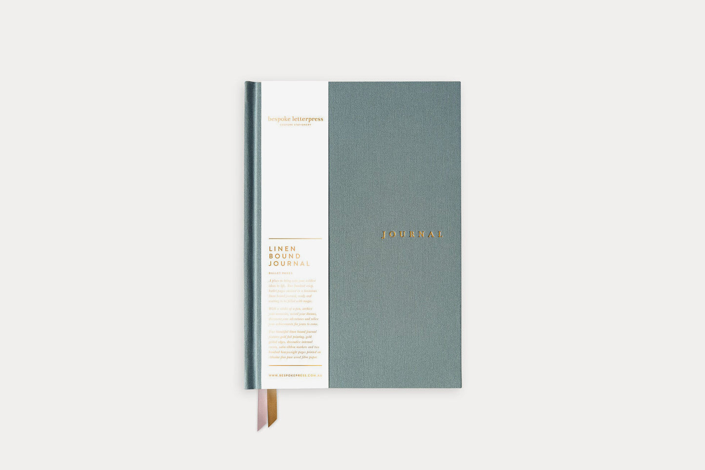 Bespoke Letterpress Lined Linen Journal - Seaglass | Flywheel | Stationery | Tasmania
