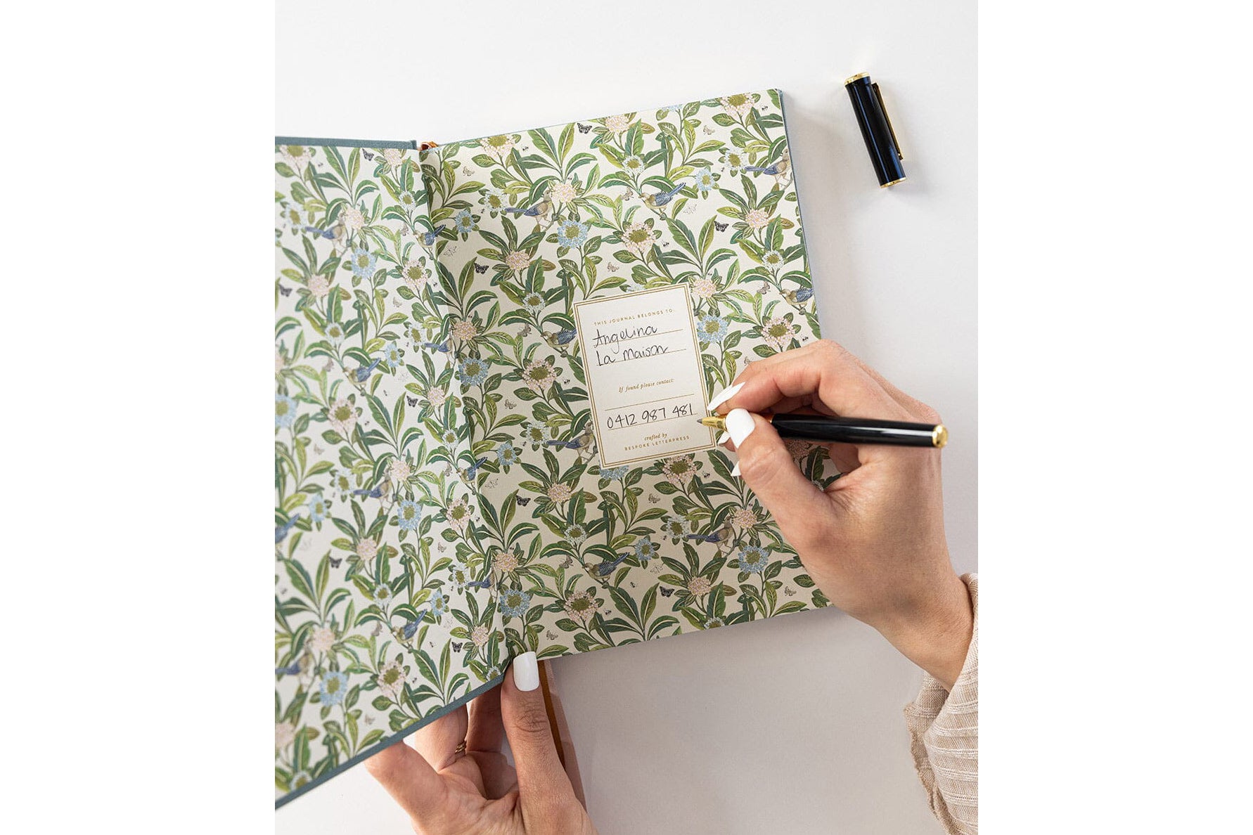 Bespoke Letterpress Lined Linen Journal - Seaglass | Flywheel | Stationery | Tasmania