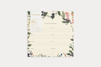 Bespoke Letterpress Meal Planner Notepad - Cockatoo | Flywheel | Stationery | Tasmania