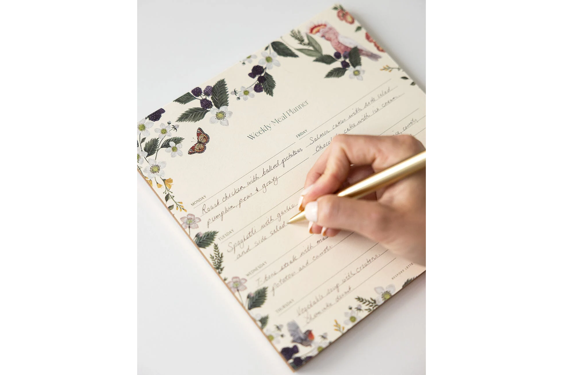 Bespoke Letterpress Meal Planner Notepad - Cockatoo | Flywheel | Stationery | Tasmania