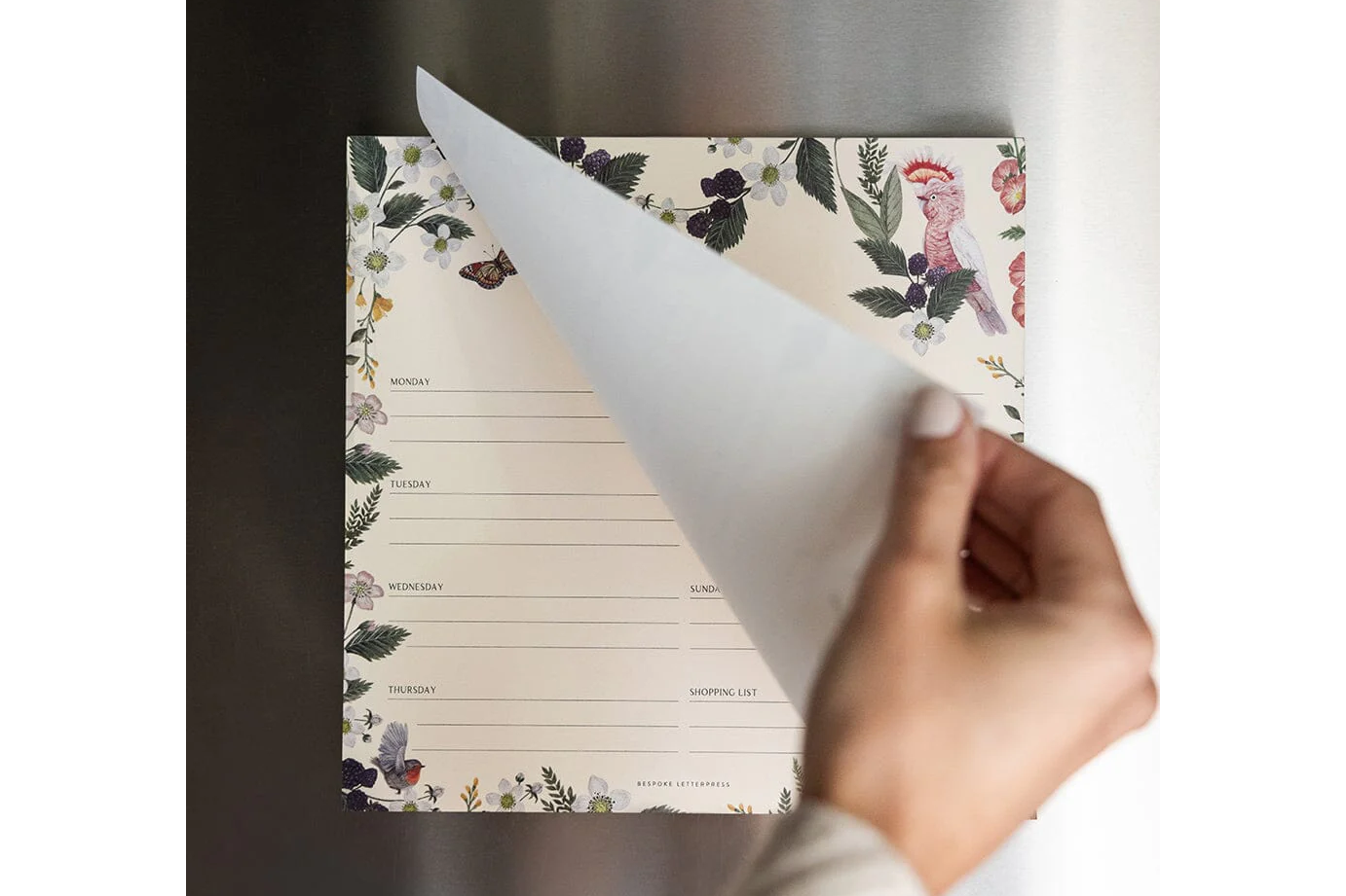 Bespoke Letterpress Meal Planner Notepad - Cockatoo | Flywheel | Stationery | Tasmania