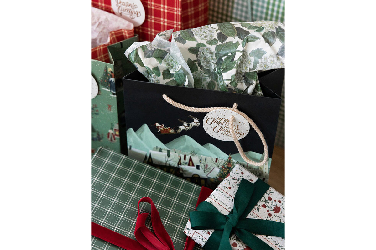 Bespoke Letterpress Medium Gift Bag - The Christmas Village Flywheel Stationery Tasmania