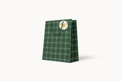 Bespoke Letterpress Small Gift Bag - Spruce Tartan Flywheel Stationery Tasmania