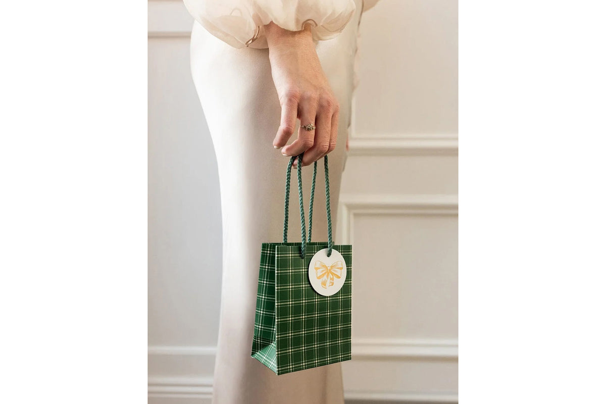 Bespoke Letterpress Small Gift Bag - Spruce Tartan Flywheel Stationery Tasmania