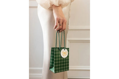 Bespoke Letterpress Small Gift Bag - Spruce Tartan Flywheel Stationery Tasmania